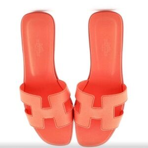 Hermés Women's Oran Sandals Leather Orange 38 (8)